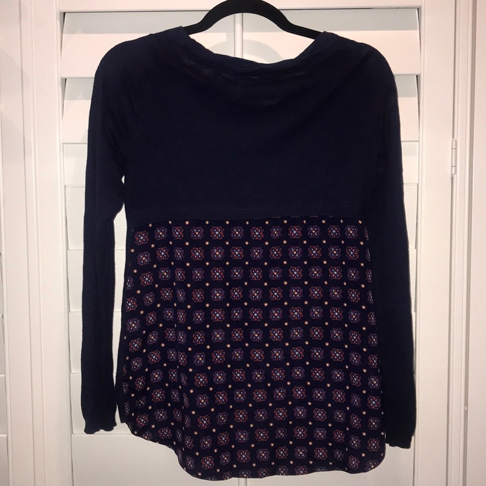 Anthropologie navy sweater with design back